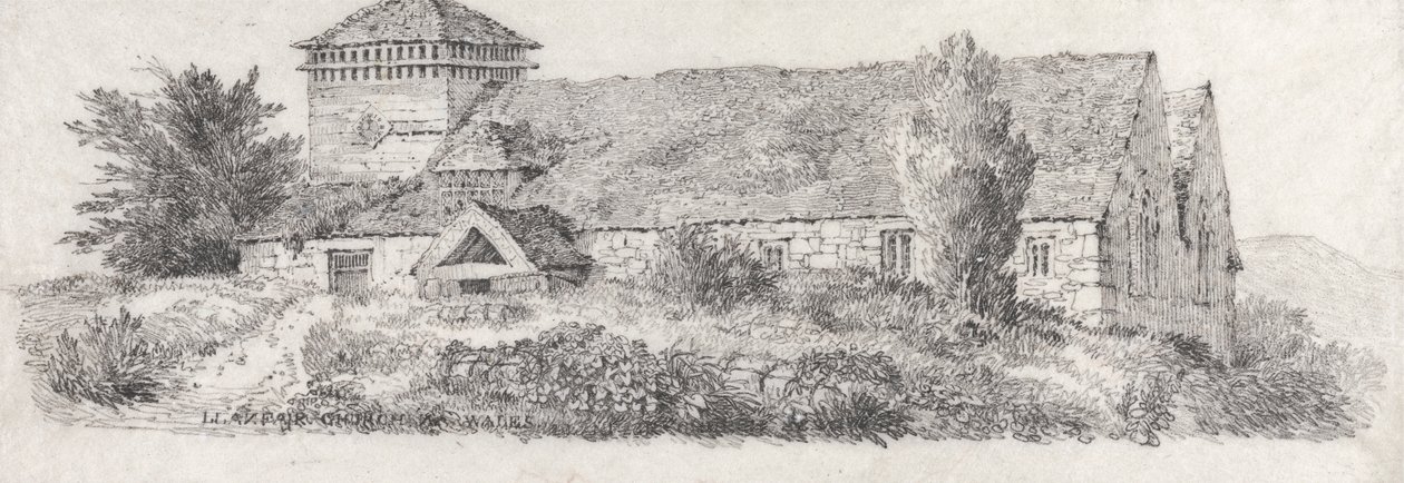 Llanfair Church, Severní Wales za Pojednání o krajinomalbě a efektu ve vodových barvách od David Cox