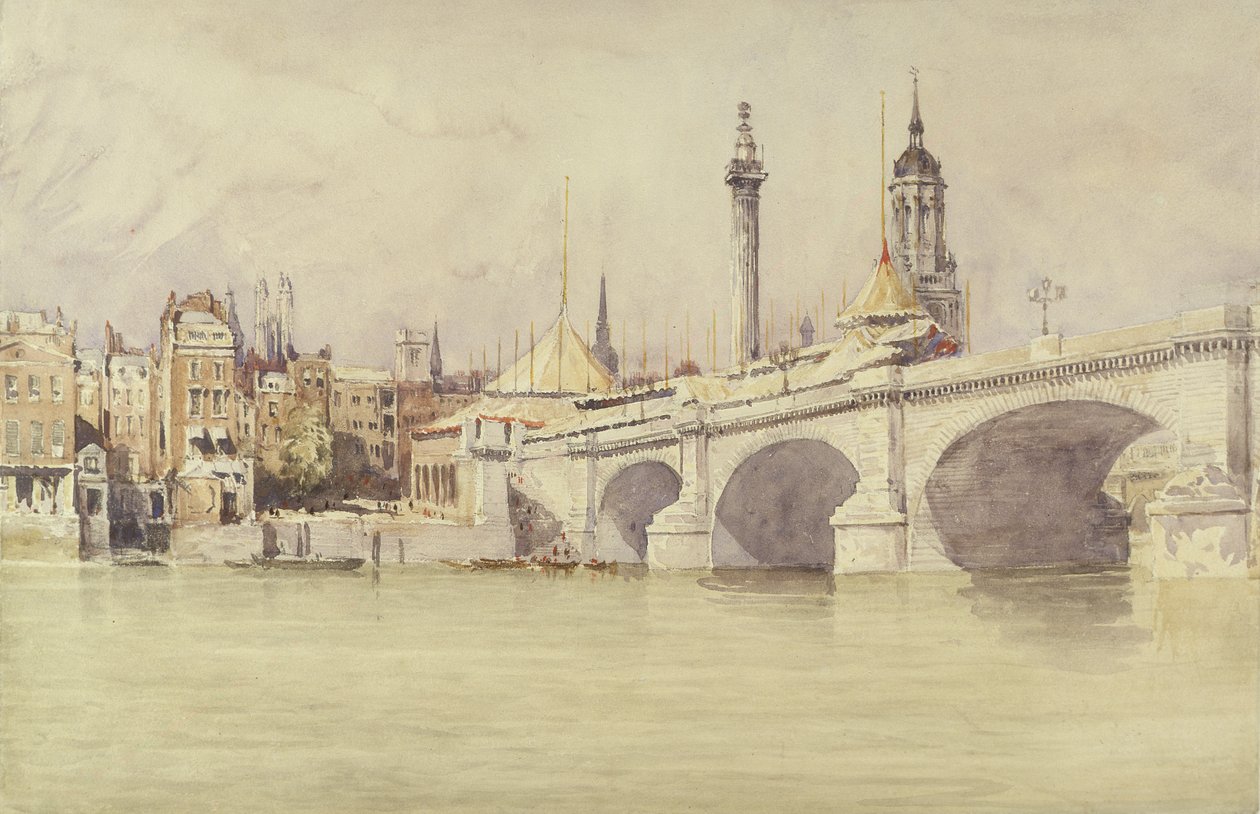 London Bridge, 1831 (wc s barvou karoserie přes grafit na papíře) od David Cox