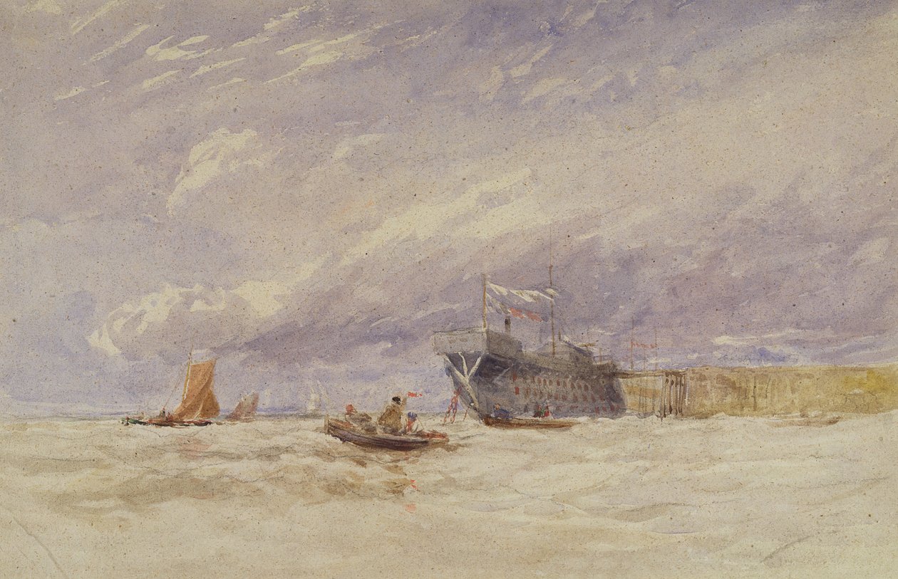 Na Medway, cca 1845-50 (bez barvy karoserie přes grafit na papíře) od David Cox