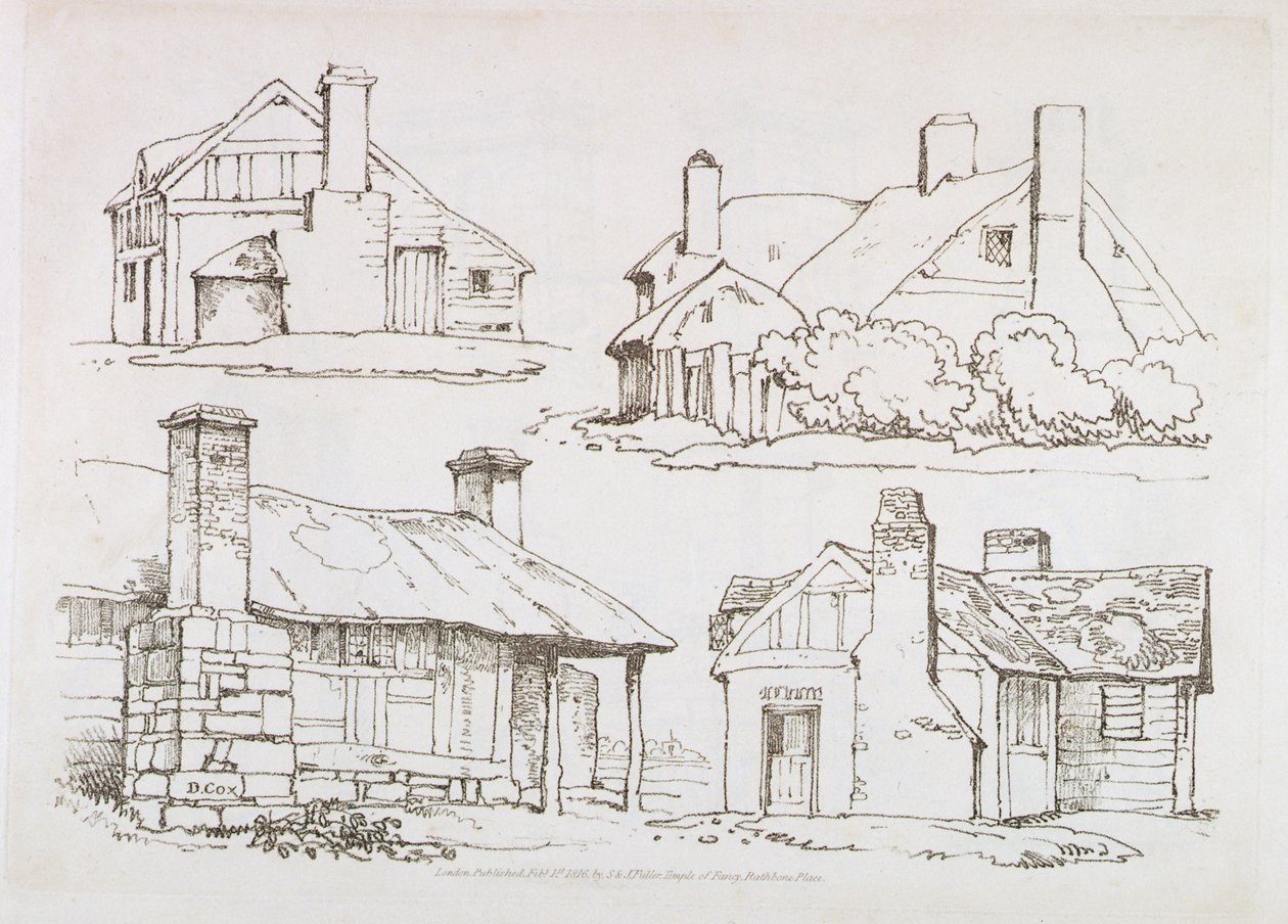 Deska 3 z Progresivních lekcí o krajině pro mladé začátečníky, 1816 (lept na měkkém podkladu) od David Cox