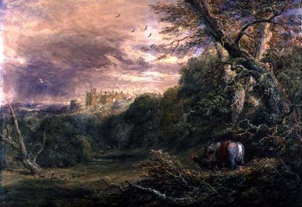 Powys Park, Montgomeryshire, cca 1837 (akvarel přes tužku, kvaš a arabskou gumu na papíře) od David Cox