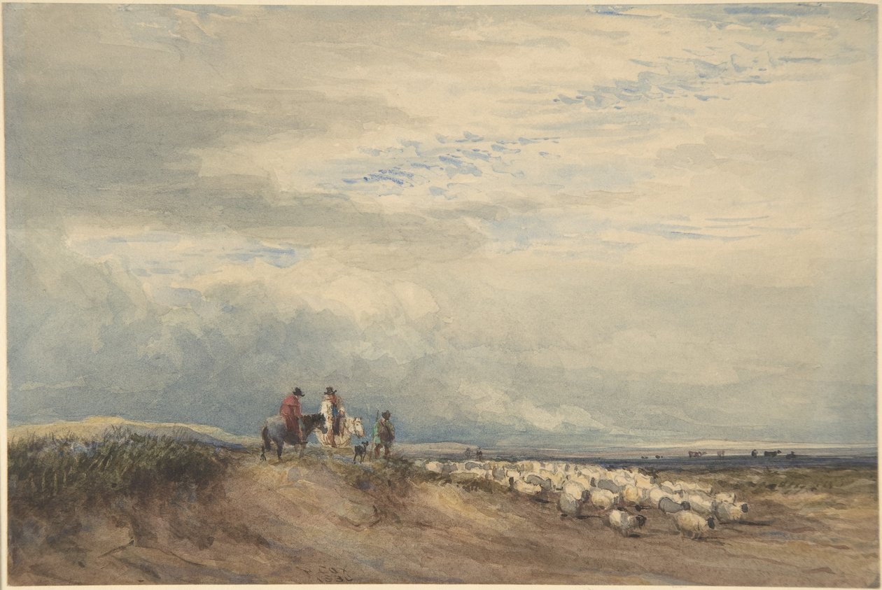 Jezdci s ovcemi poblíž ústí řeky od David Cox