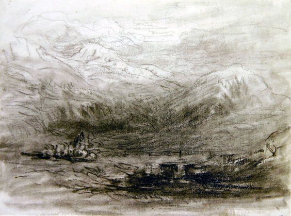 Snowdonia (černá křída na papíře) od David Cox