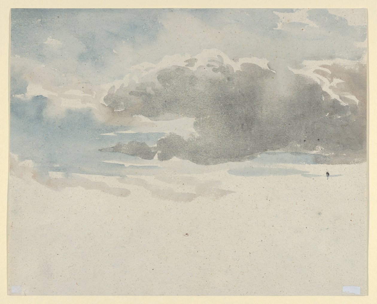 Studie mraků (recto). Studie keře bezu u plotu (verso) od David Cox