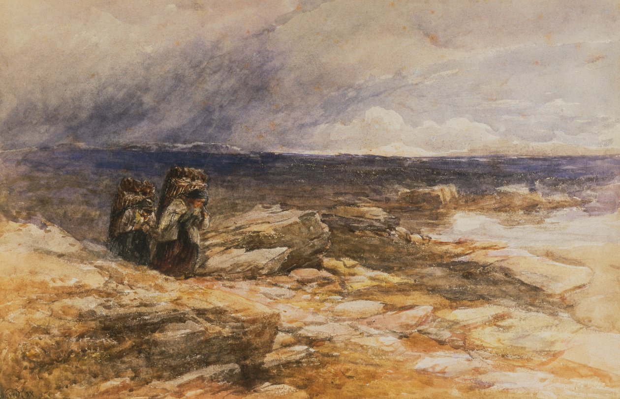 The Peat Gatherers poblíž Bettws-Y-Coed, Severní Wales (akvarel) od David Cox