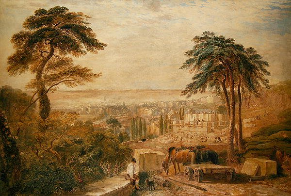 Pohled přes město (akvarel na papíře) od David Cox