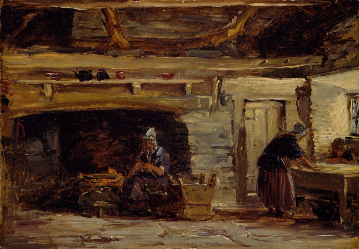 Interiér chaty, Trossavon poblíž Bettws-y-Coed, 1844-1847. od David Cox the elder