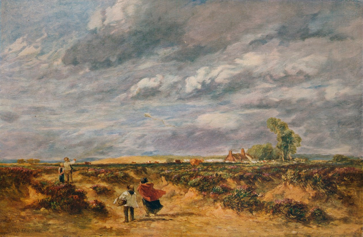 Pouštění draka, větrný den, 1851 od David Cox the elder