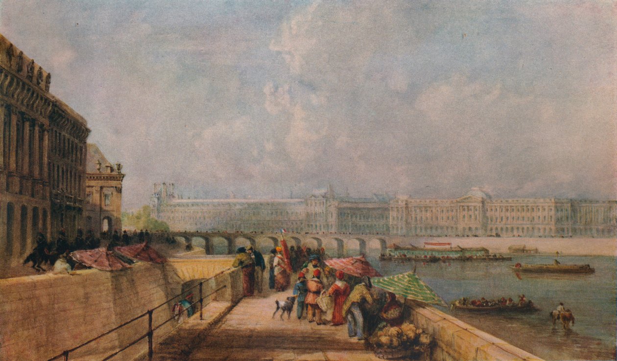 Pont des Arts a Louvre z Quai Conti, c1849 od David Cox the elder