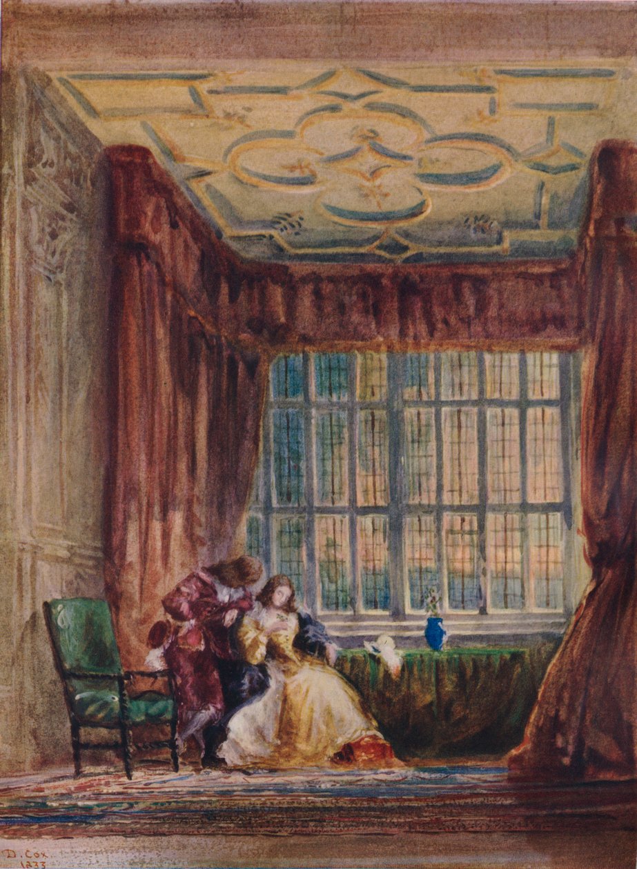 Interiér dlouhé galerie, Haddon Hall, Derbyshire, 1833 od David Cox the elder