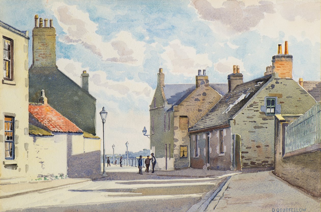 Ambrose Street, Broughty Ferry, 20. století (akvarel) od David Goodfellow
