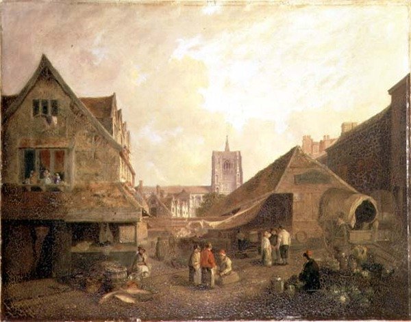 Old Fishmarket, Norwich (olej na plátně) od David Hodgson