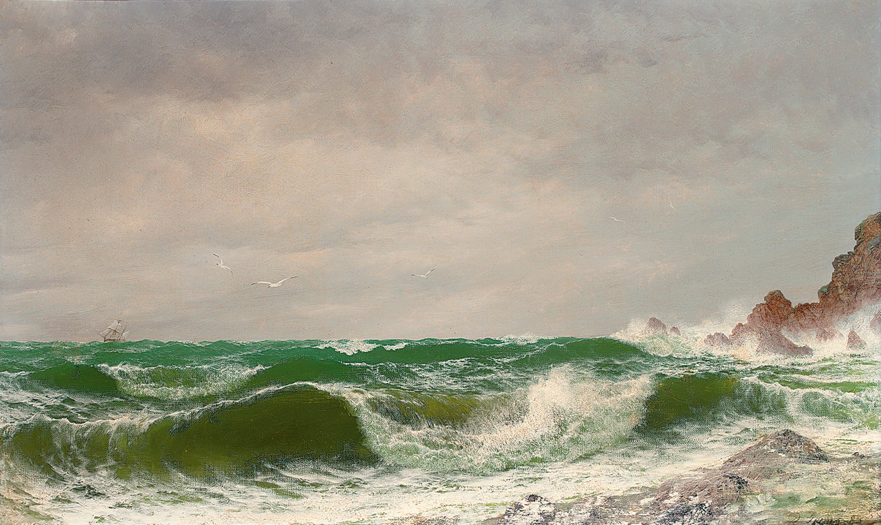 Vlny narážející na skalnaté pobřeží, 1885 od David James