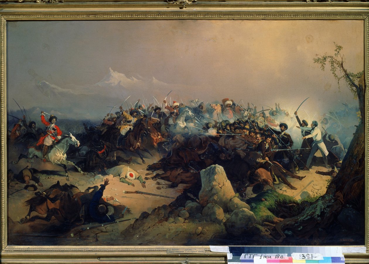 Útok Čerkesů ruské jízdy 24. května 1846 (Útok Čerkešů na ruskou jízdu 24. května od David Johann Friedrch Koenig