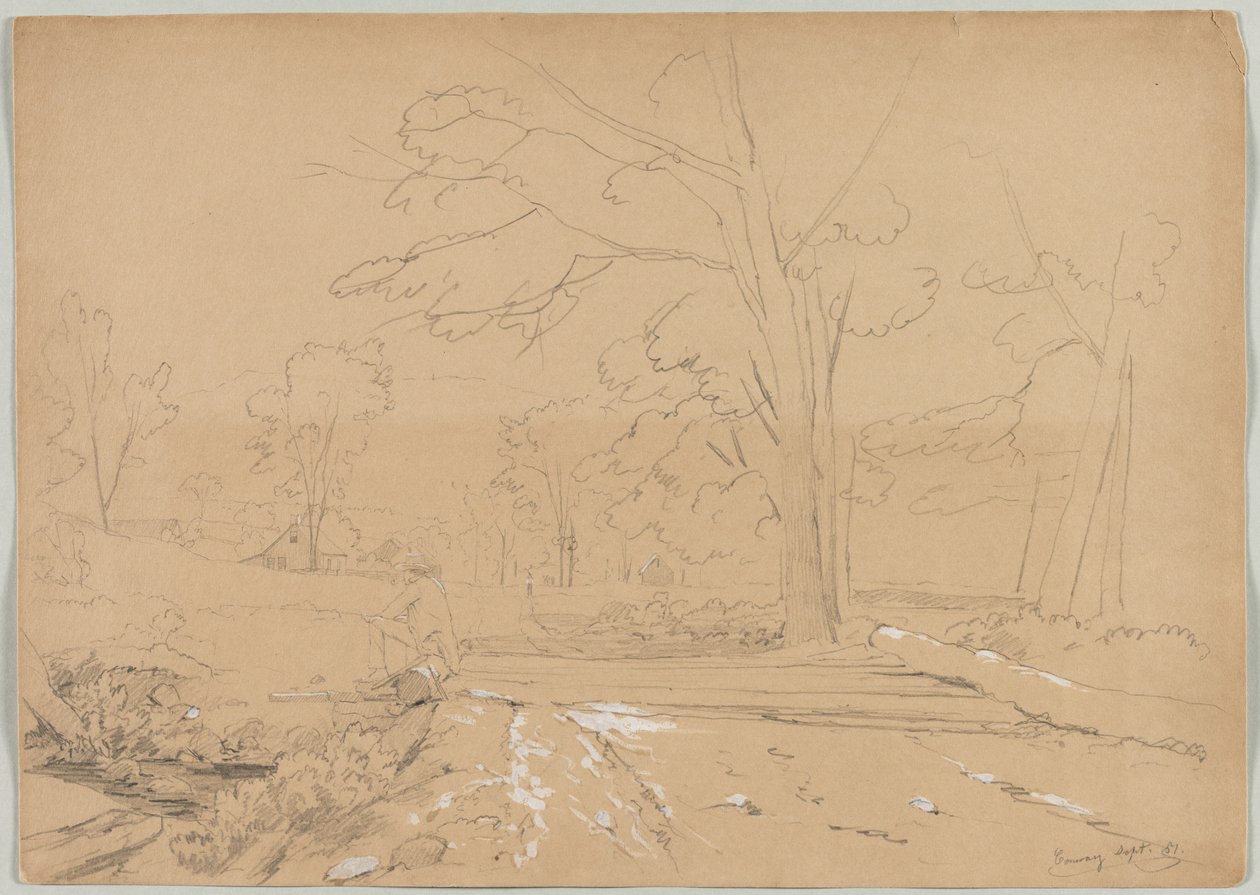 Krajina s rybařením, Conway, New Hampshire, 1851. od David Johnson