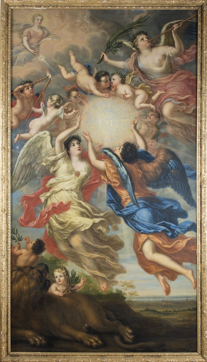 Alegorie Karla XI. Švédského a Ulrique Eleonore Dánska a Norska - Alegorie Karla XI. Švédska (1655-1697) a Ulriky Eleonory Dánska (1656-1693), Ehrenstrahl, David Kloecker (1629-1698). Olej na plátně od David Klöcker Ehrenstrahl