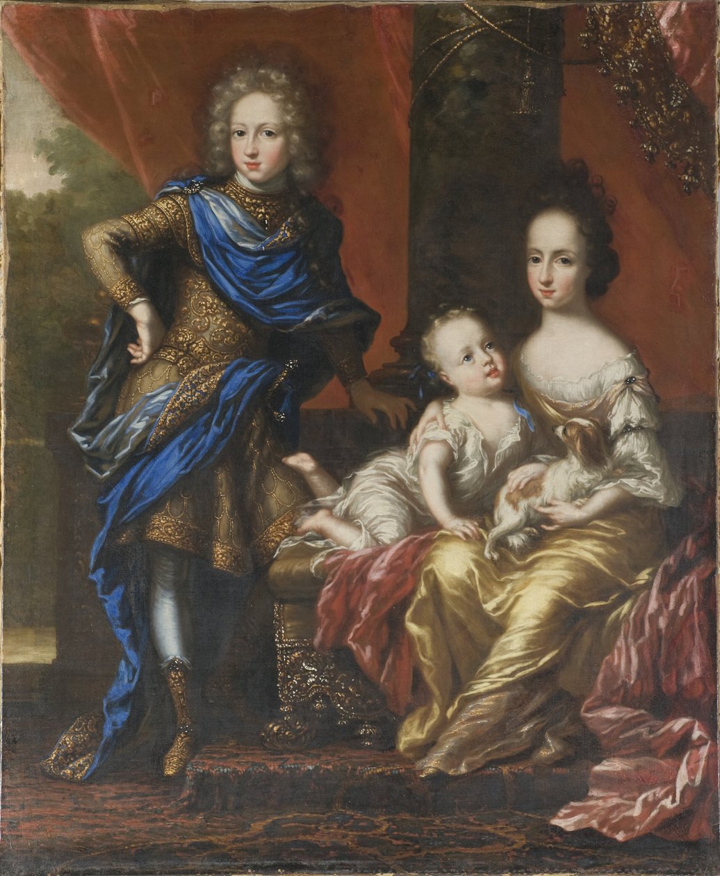 Karel XII., 1682-1718, švédský král, jeho sestry Hedvig Sofia, 1681-1708, švédská princezna, vévodkyně holštýnsko-gottorpská, a Ulrika Eleonora Mladší, 1688-1741, švédská královna od David Klöcker Ehrenstrahl