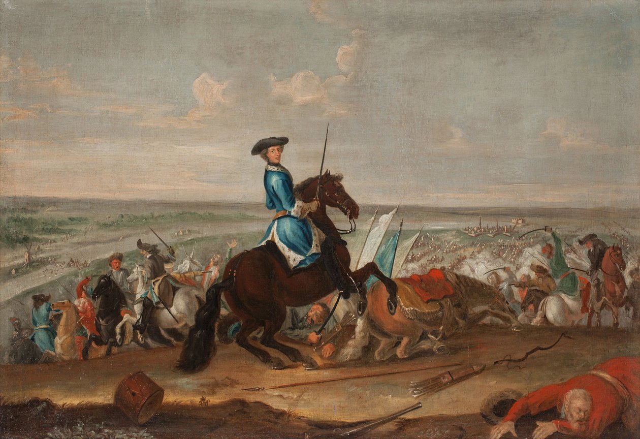 Král Karel XII. v bitvě u Narvy 19. listopadu 1700 od David Krafft von