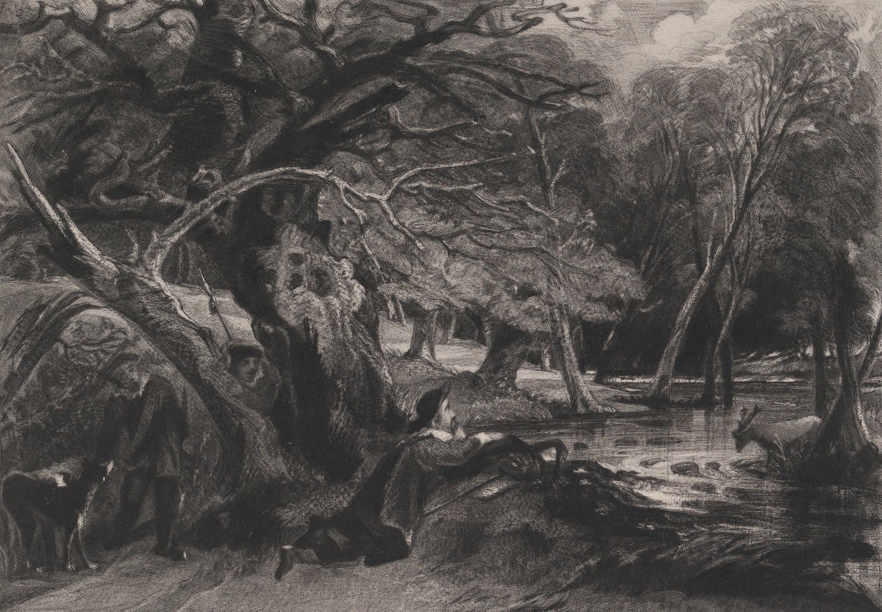 Jacques a zraněný jelen Shakespeare, Jak se vám líbí, 2. dějství, scéna 1, 1830. od David Lucas
