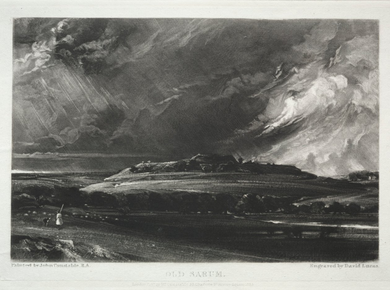 Různé předměty krajiny, charakteristika anglické scenérie... Old Sarum, 1832. od David Lucas
