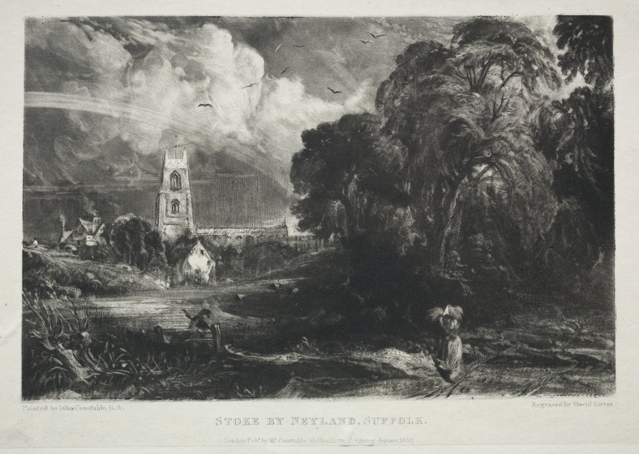 Různé předměty krajiny, charakteristické pro anglické scenérie z obrázků malovaných Johnem Constablem, R.A.: Stoke od Neylanda, Suffolk od David Lucas