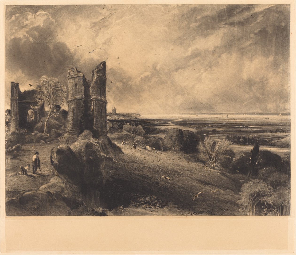 Hrad Hadleigh (Velká deska) od David Lucas after John Constable