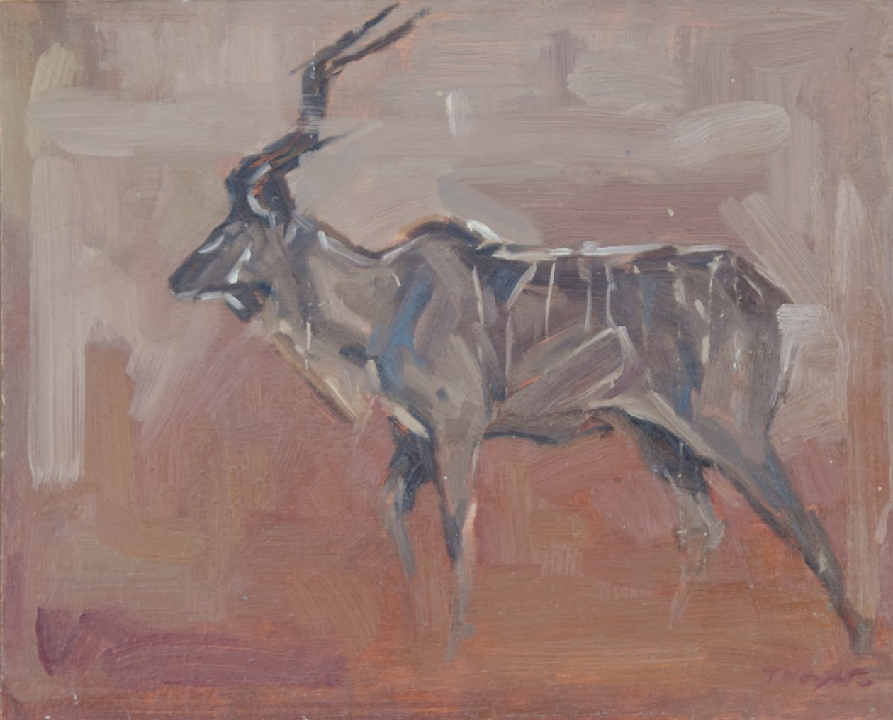 Býk Kudu, 2018 (olej na desce) od David Mayer