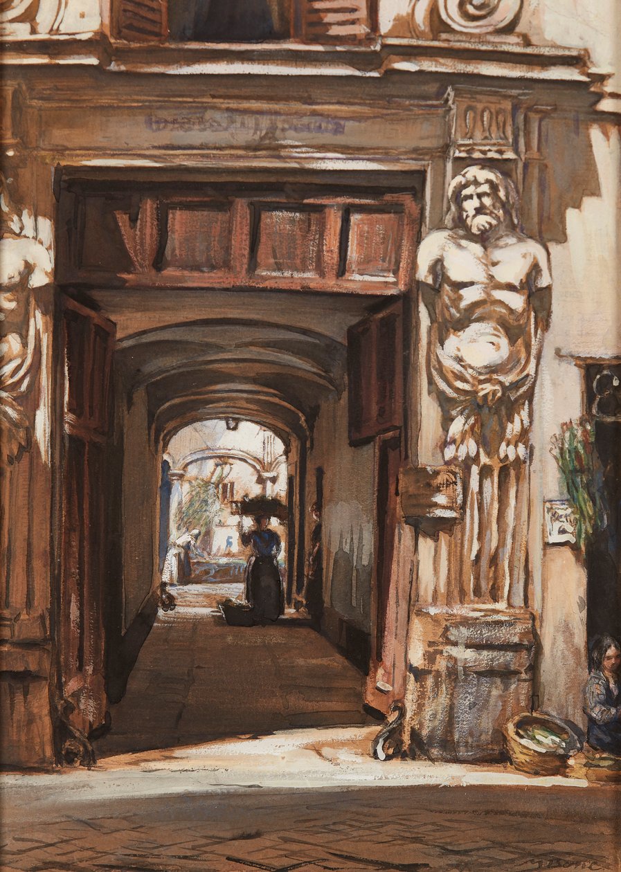 Starý palác, Řím (akvarel a bodycolor) od David Muirhead Bone