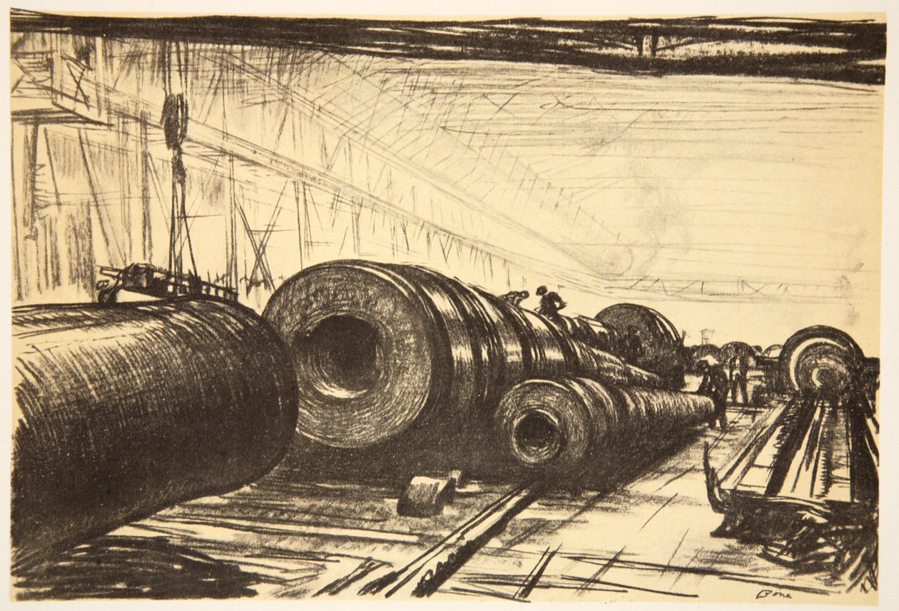 Některé skvělé zbraně, ilustrace z knihy "The Western Front", vydavatelství Country Life Ltd. od David Muirhead Bone