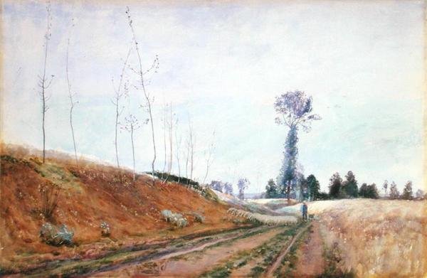 Pastviny u silnice v Pikardii, kolem roku 1887 (kvaš na papíře) od David Murray