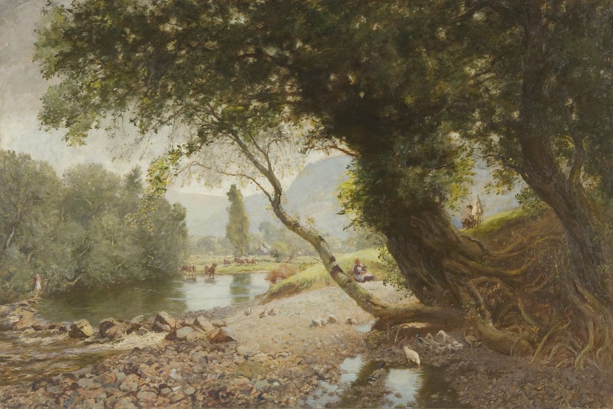 Břečťan, dub a strom Bonnie Birken, Bettws-y-Coed od David Murray