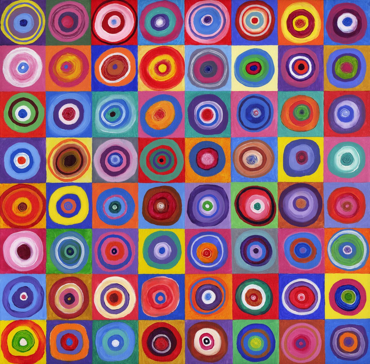Ve čtvercovém kruhu 64 podle Kandinského, 2012 (akryl na plátně) od David Newton