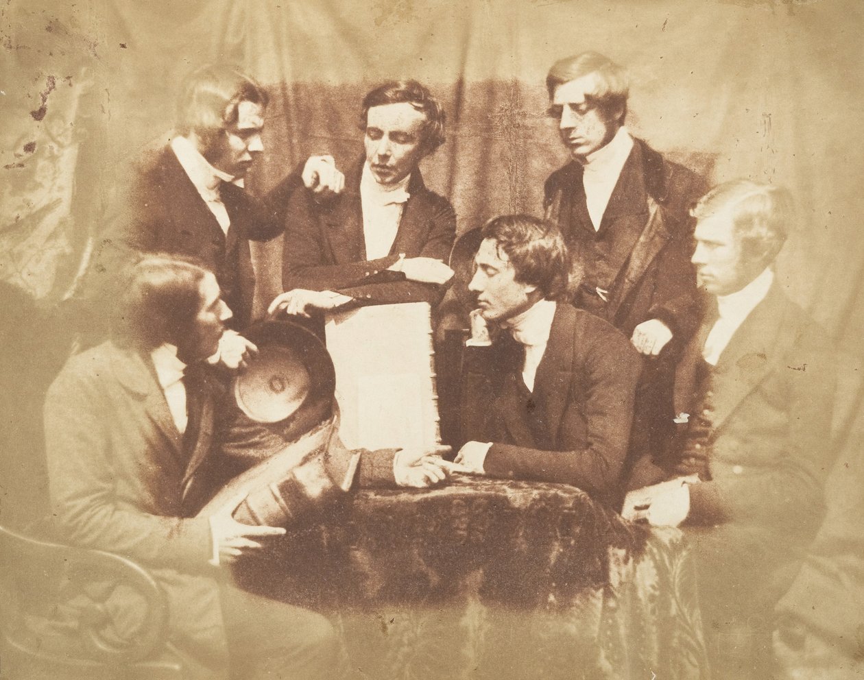 Prof. Fraser, reverend Welsh, reverend Hamilton a tři další muži, 1843-47. Tvůrci: David Octavius Hill, Robert Adamson, Hill & Adamson. od Hill and Adamson