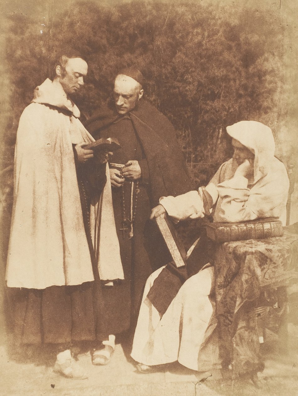 William Borthwick Johnstone, William Leighton Leitch a David Scott jako Mniši z K..., 1843-47. Tvůrci: David Octavius Hill, Robert Adamson, Hill & Adamson. od Hill and Adamson