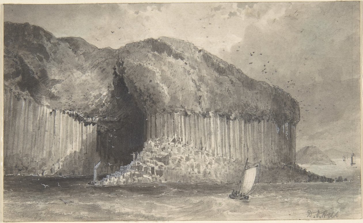 Pohled na Fingalovu jeskyni od David Octavius Hill