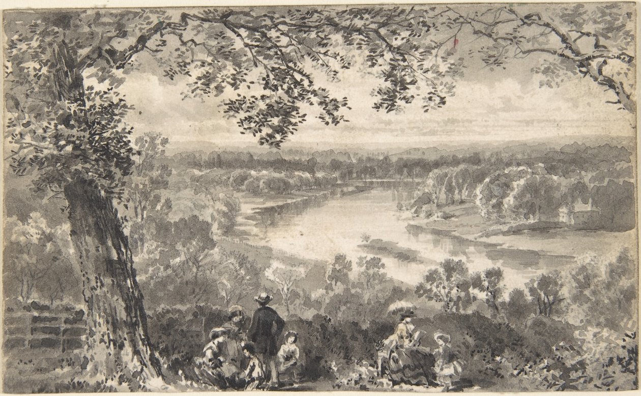 Pohled na Temži s postavami v popředí od David Octavius Hill