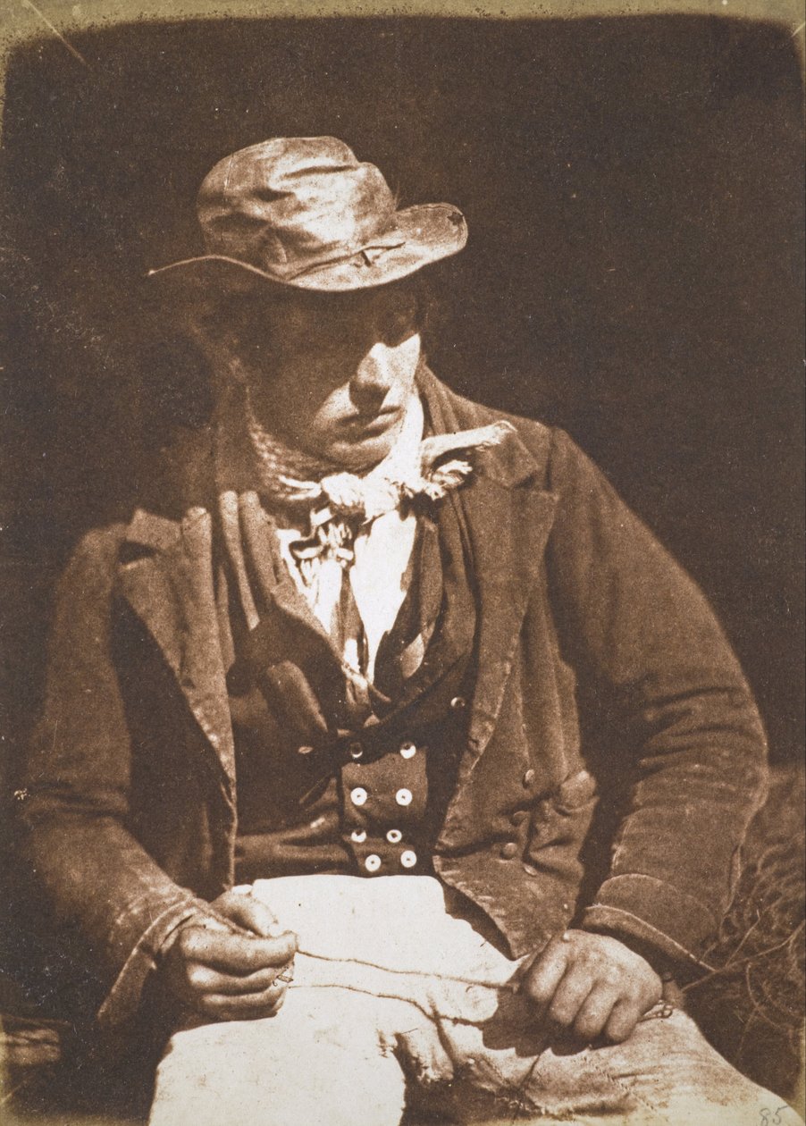 Willie Liston, „Redding [čištění nebo příprava] linky“; Newhavenský rybář od David Octavius Hill and Robert Adamson