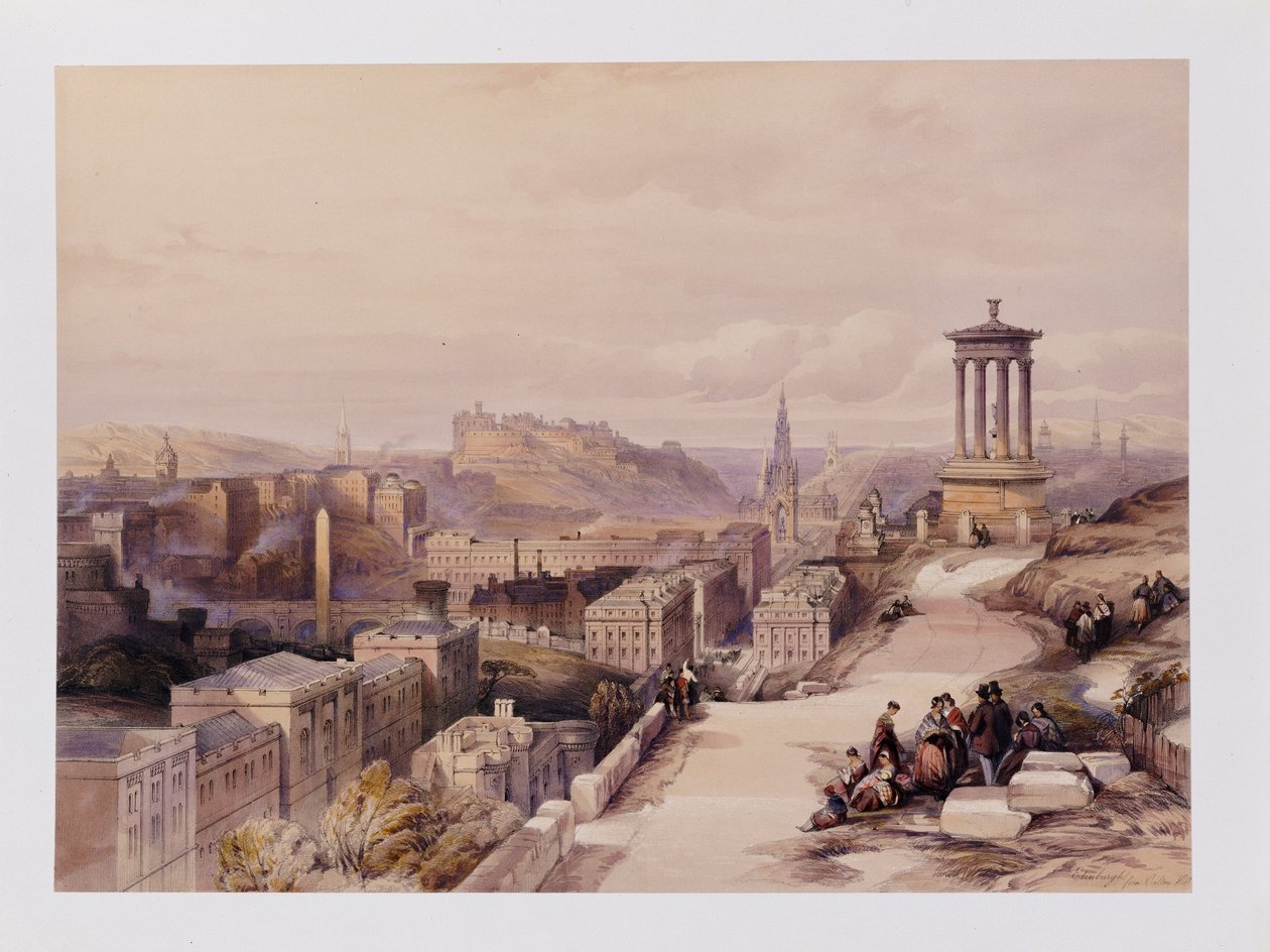 Pohled na Edinburgh, z „Skotska vymezeného v sérii pohledů od J.M.W. Turnera, Davida Robertse atd.“, kolem roku 1850 od David Roberts