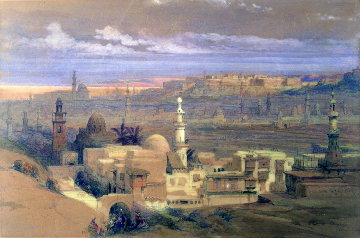 Káhira od brány Citizenib, při pohledu na poušť Suez, 19. století od David Roberts