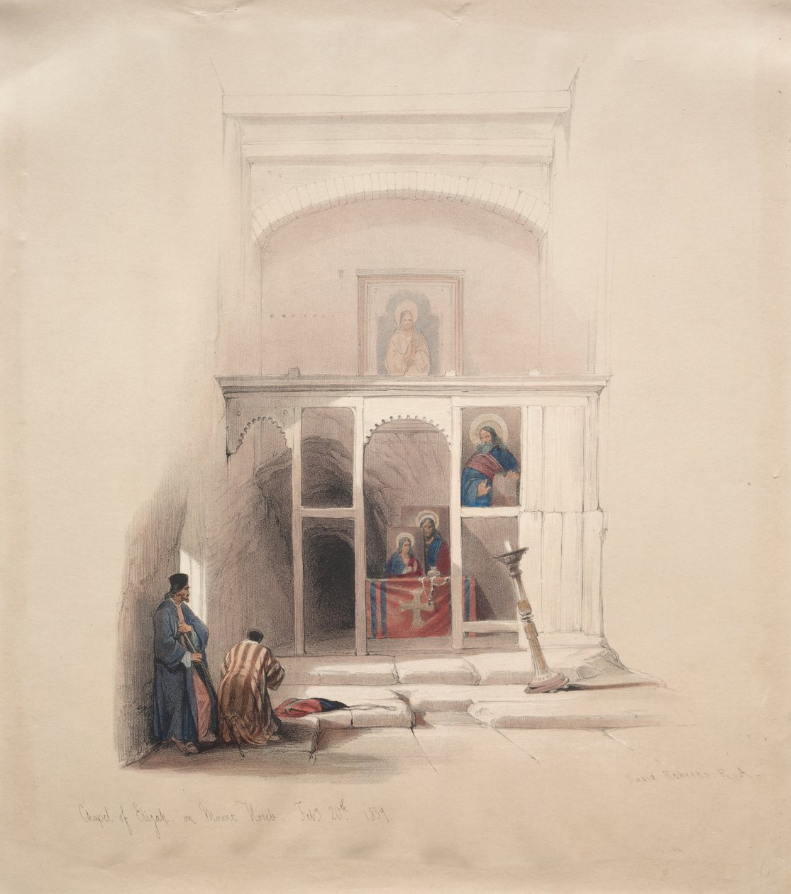 Eliášova kaple na hoře Horeb od David Roberts