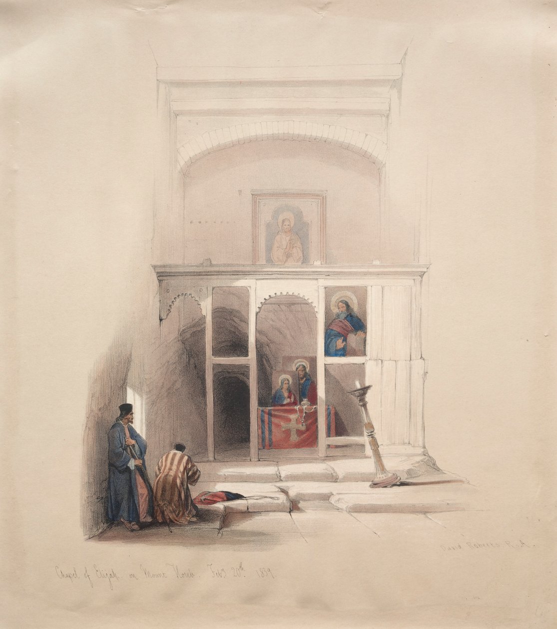 Kaple Eliáše na hoře Horeb, 1839. od David Roberts