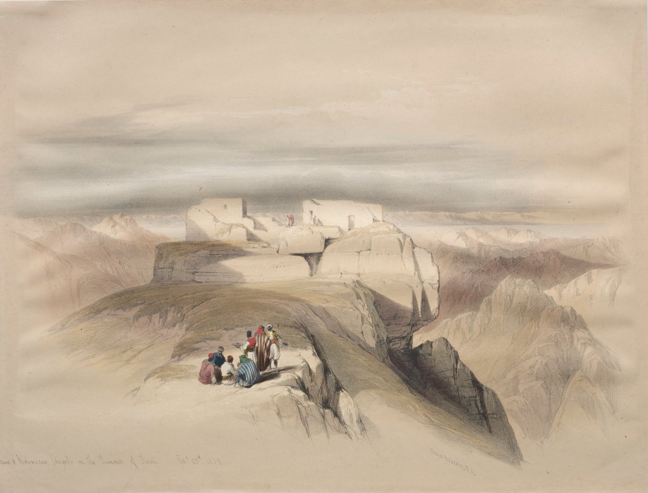 Křesťanské a Mahomedánské kaple na summitu na Sinaji, 1839. od David Roberts