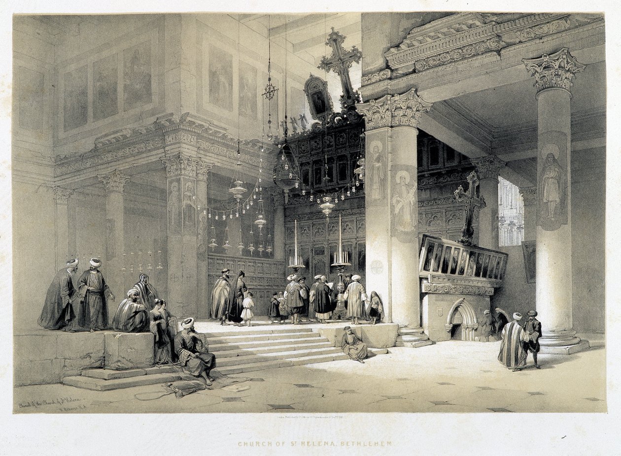 Kostel Svaté Heleny, Betlém (Betlehem) - ve „Svaté zemi“, Londýn 1849 od David Roberts
