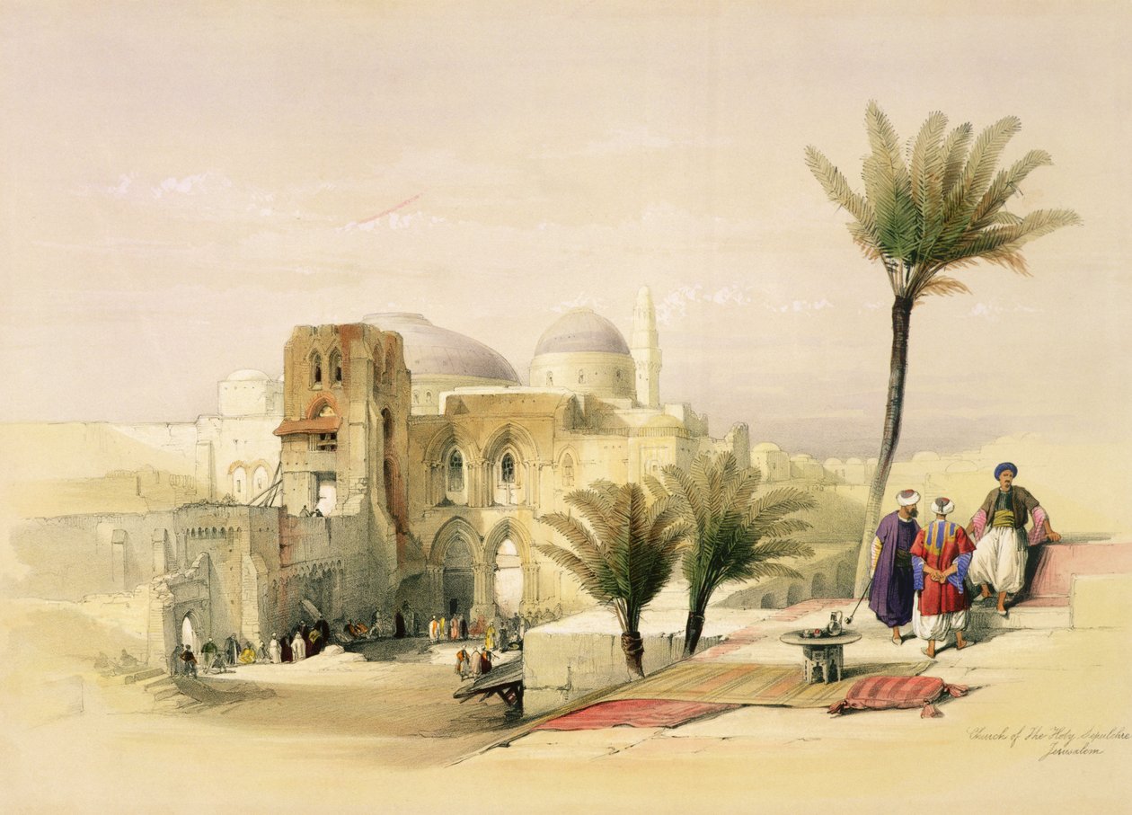 Chrám Božího hrobu, Jeruzalém, deska 11 ze svazku I knihy "Svatá země", vyryl Louis Haghe (1806-85), vyd. 1842 od David Roberts