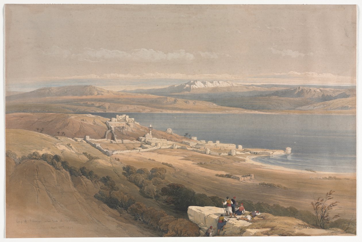 Město Tiberias na Galilejském jezeře, při pohledu na Hebron od David Roberts