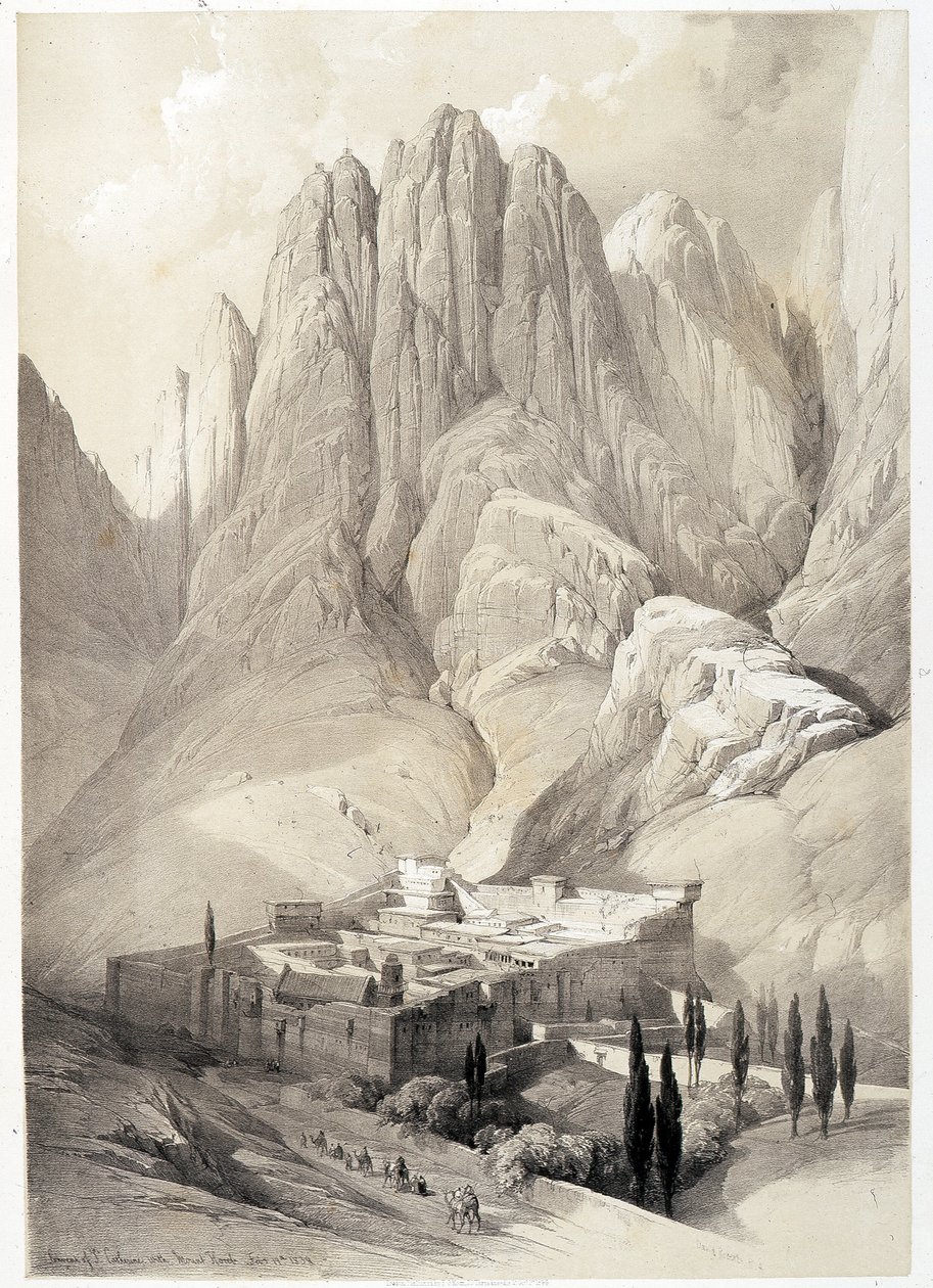 Klášter svaté Kateřiny, kresba vytvořená 19/02/1839 ve „Svaté zemi“, Londýn 1849. od David Roberts