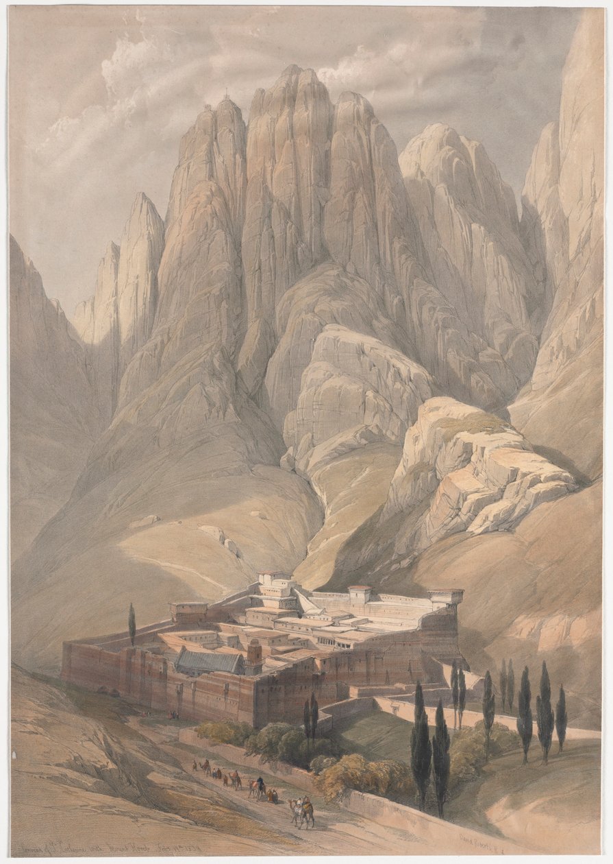 Klášter svaté Kateřiny s horou Horeb od David Roberts