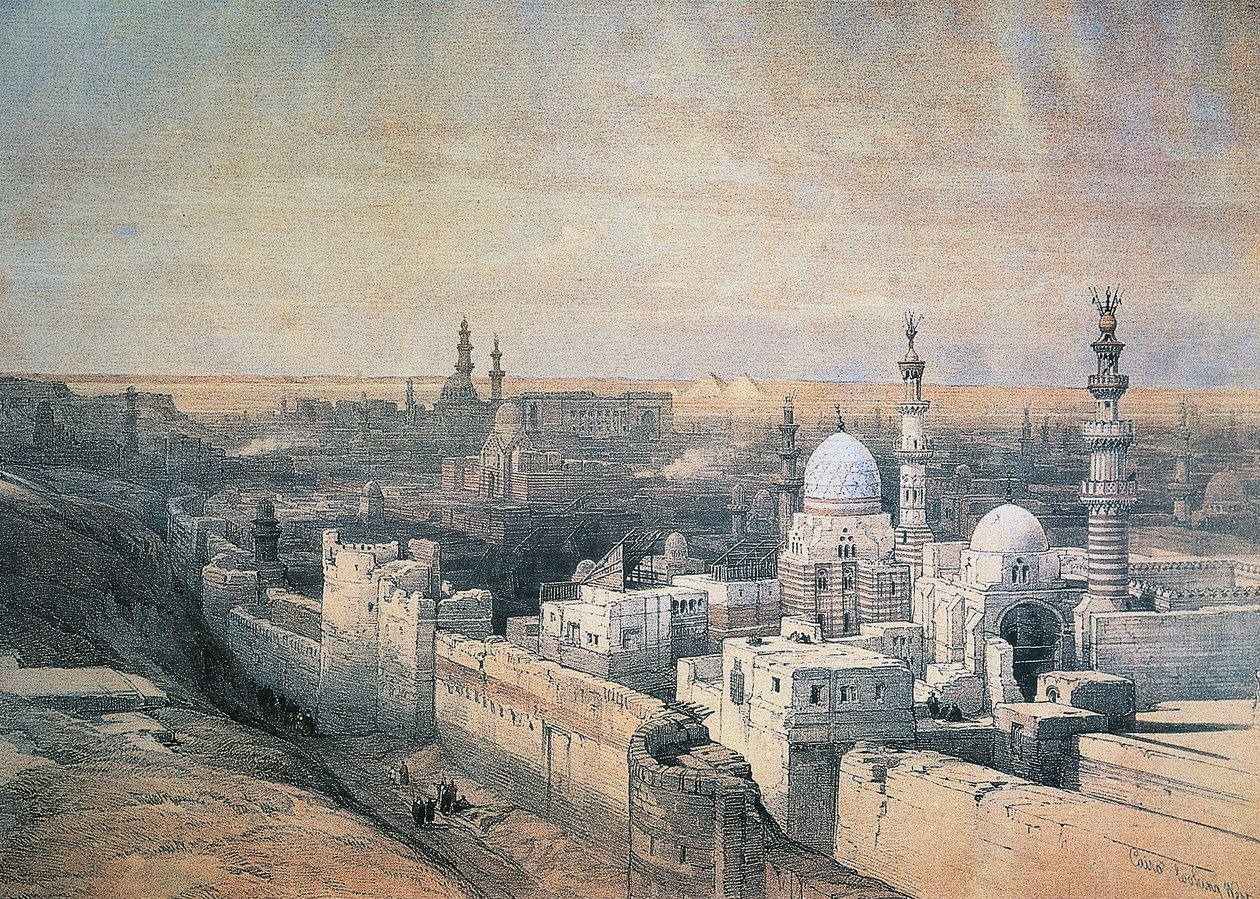 Egypt, Káhira, litografie z roku 1839 od David Roberts