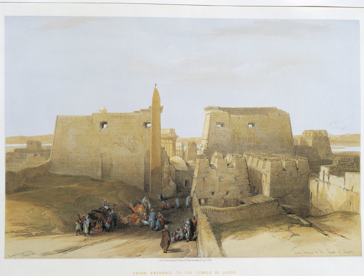 Egypt, chrám v Luxoru, rytina od Davida Robertse od David Roberts