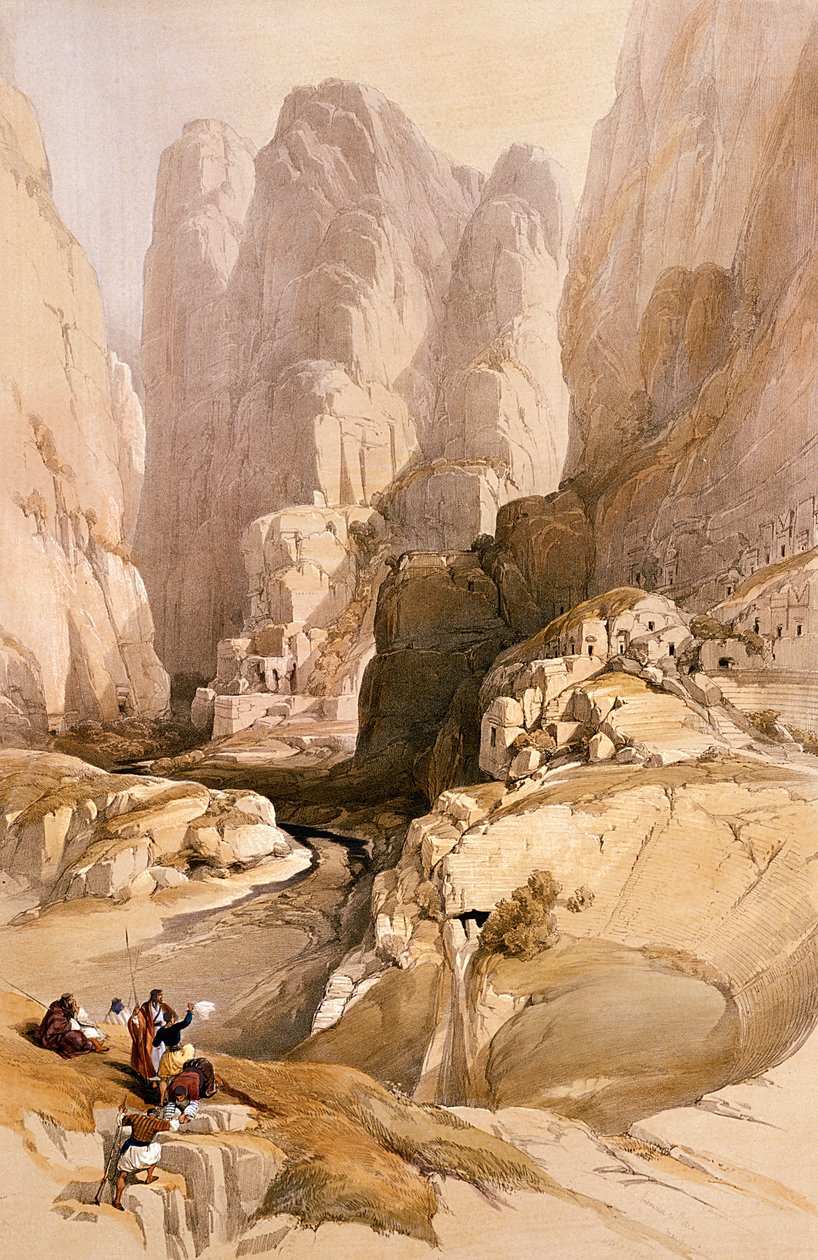 Vchod do Petry, 10. března 1839, deska 98 ze svazku III „Svaté země“, vyrytý hospodou Louisem Haghem (1806-85). 1849 od David Roberts